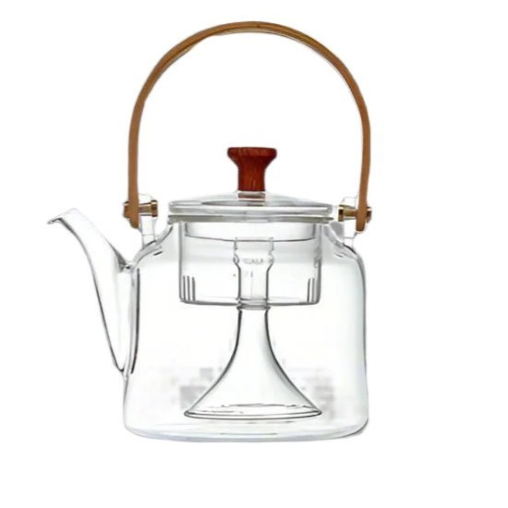 Glass Bamboo Handled Teapot & Kettle (Steam Infuser or Deep Filter)