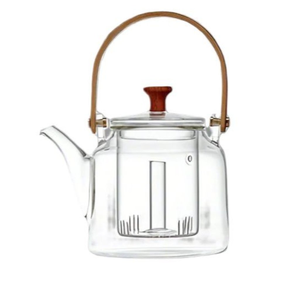 Glass Bamboo Handled Teapot & Kettle (Steam Infuser or Deep Filter)