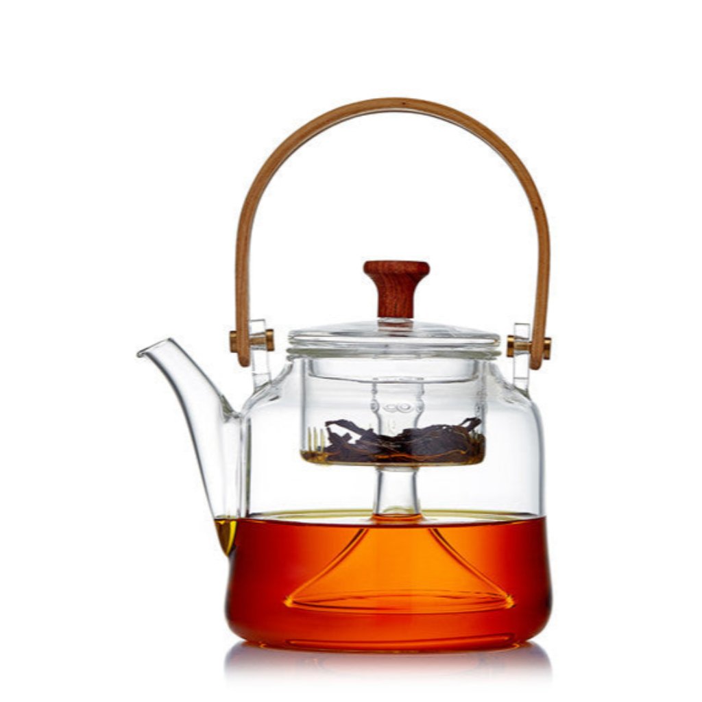 Glass Bamboo Handled Teapot & Kettle (Steam Infuser or Deep Filter)