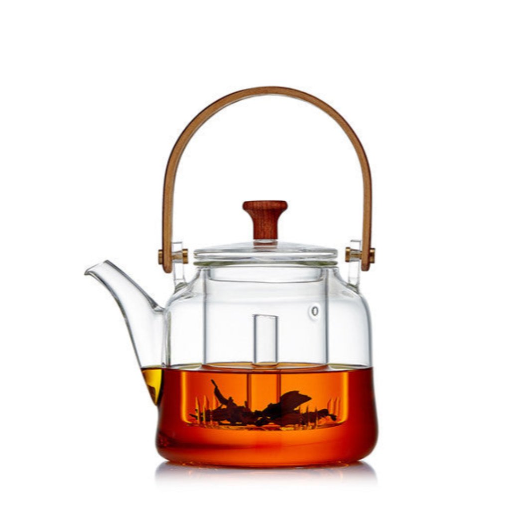 Glass Bamboo Handled Teapot & Kettle (Steam Infuser or Deep Filter)