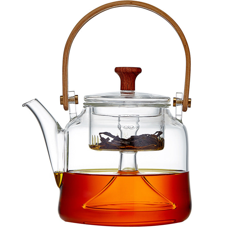 Glass Bamboo Handled Teapot & Kettle (Steam Infuser or Deep Filter)