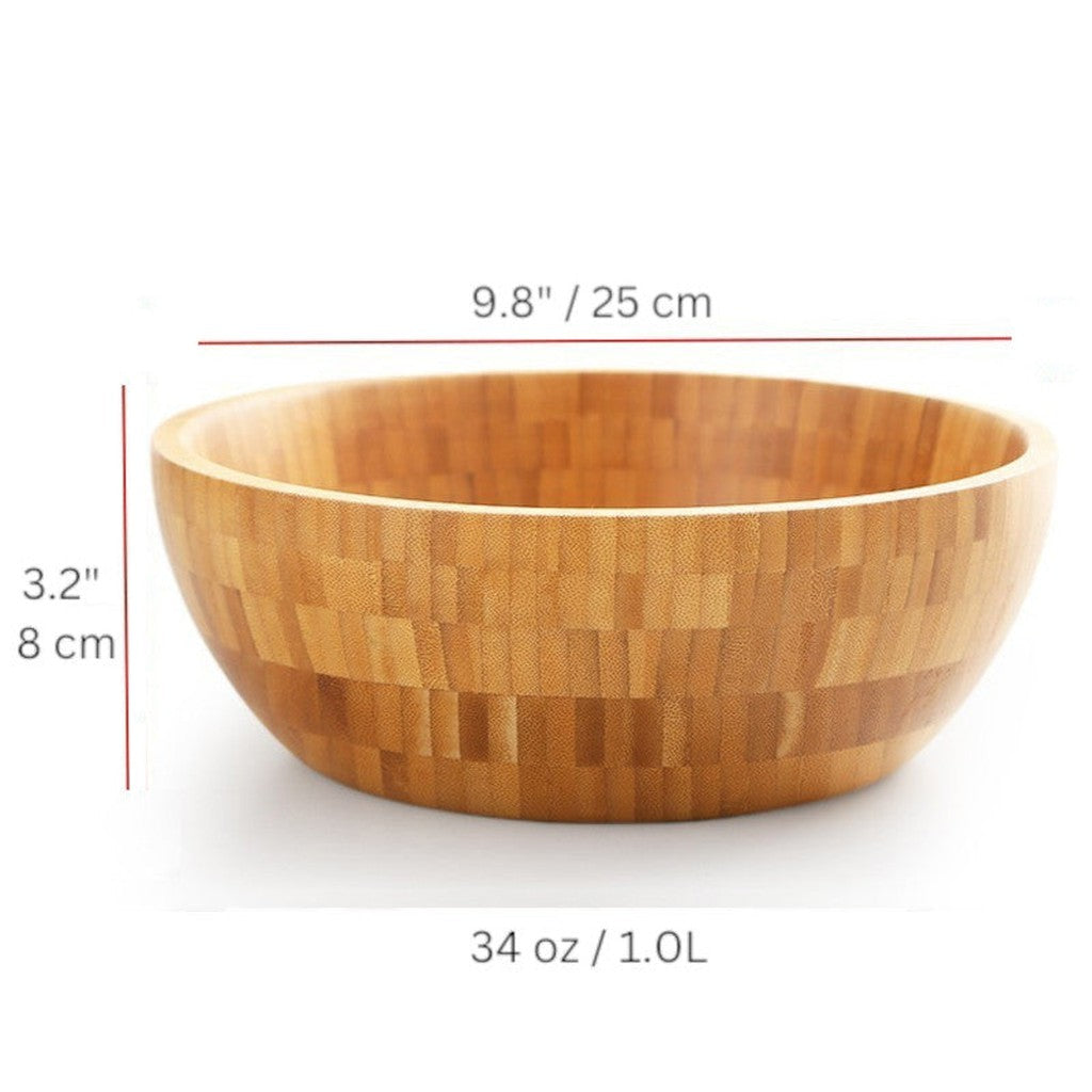 Bamboo Salad Bowl / Mixing Bowl, Solid Wood