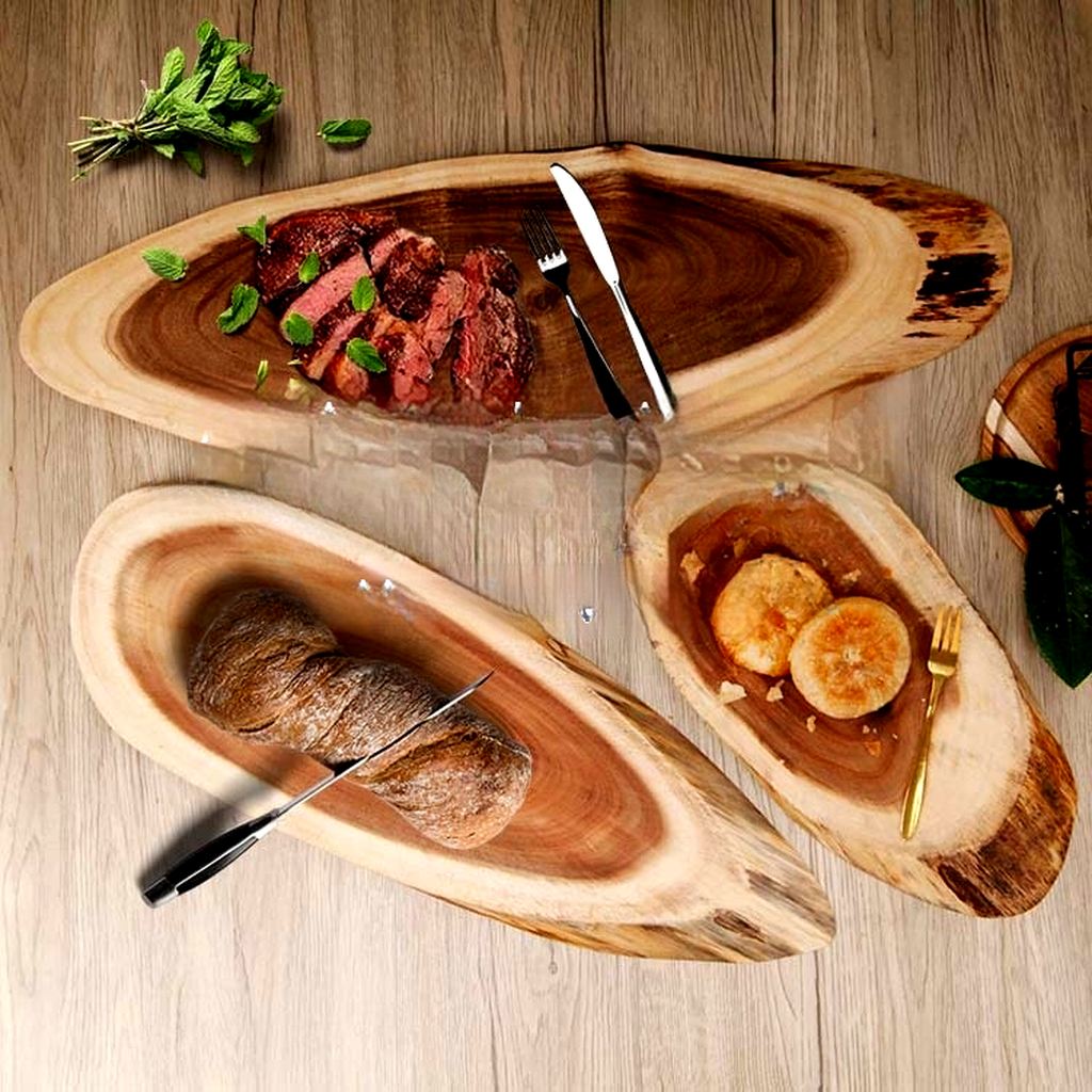 Cutting Board from Sliced Acacia Log