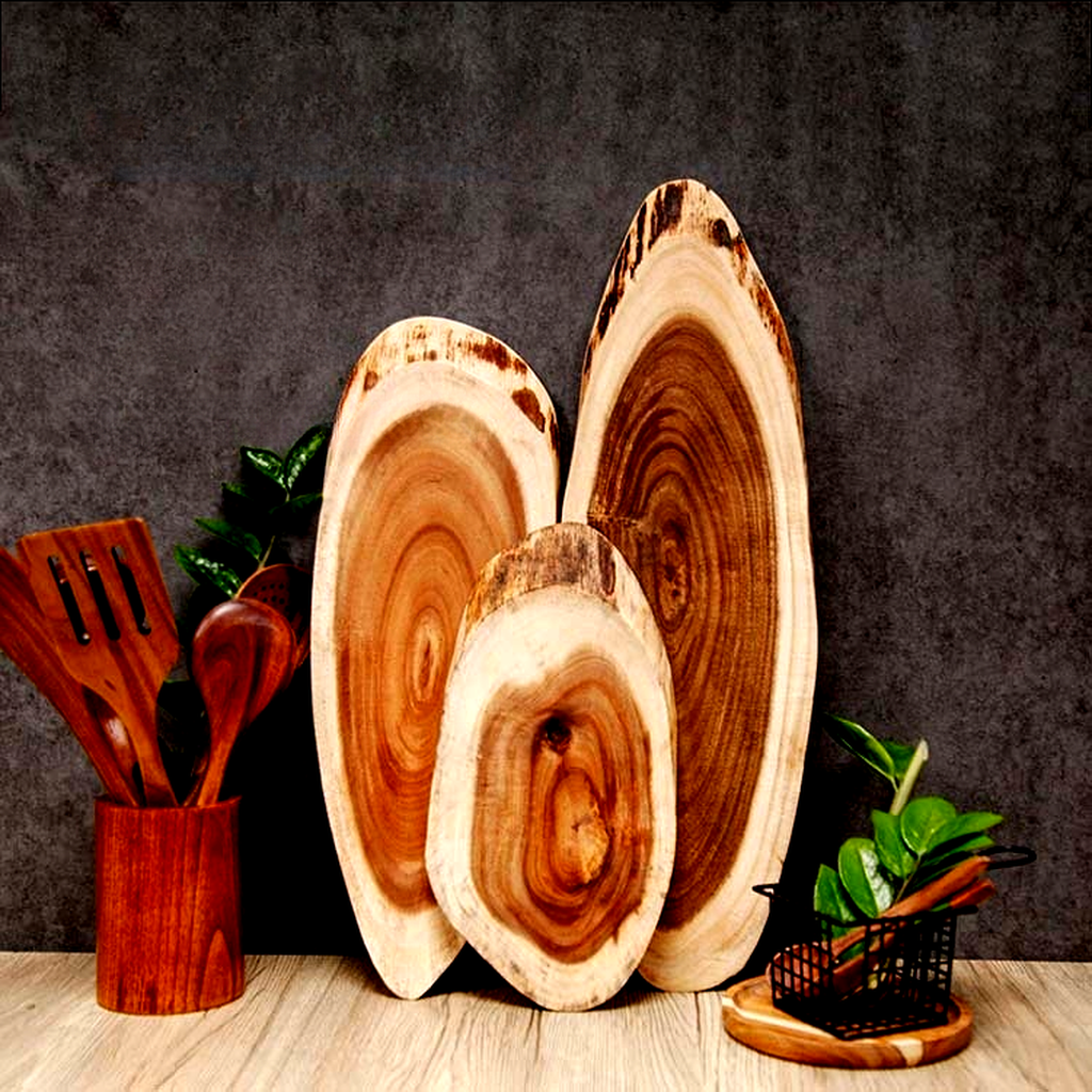 Cutting Board from Sliced Acacia Log