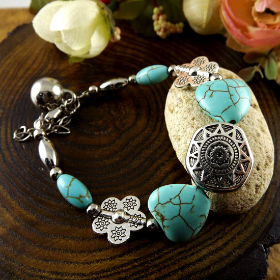 Ethnic Tibetan Natural Stone Bead Bracelet