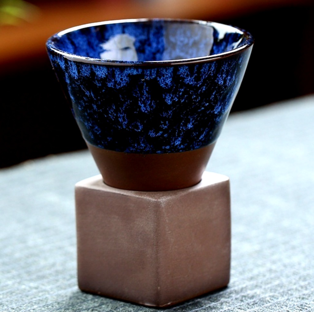 Exquisite Chinese Pottery Cup with Pedestal Base