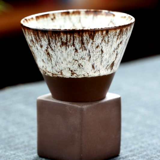 Exquisite Chinese Pottery Cup with Pedestal Base