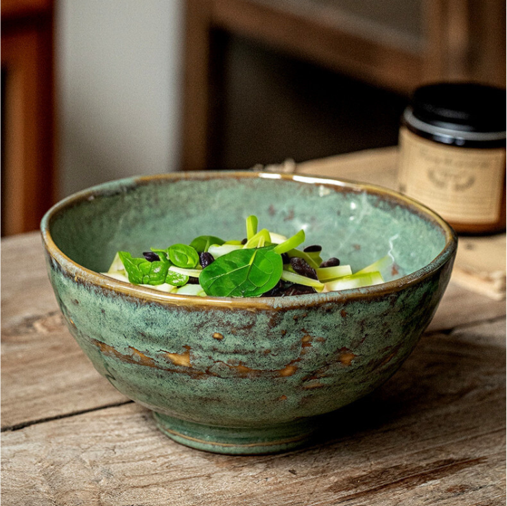 Green Glaze Kiln Ceramic Bowl