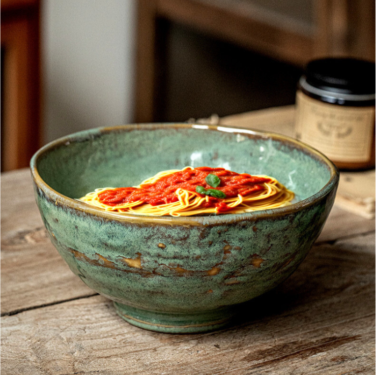 Green Glaze Kiln Ceramic Bowl