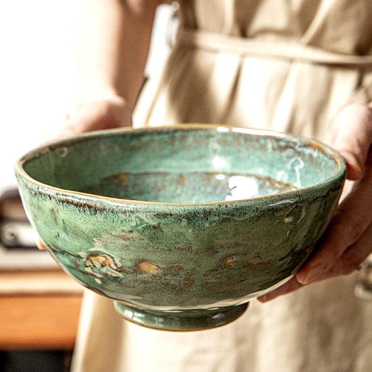 Green Glaze Kiln Ceramic Bowl