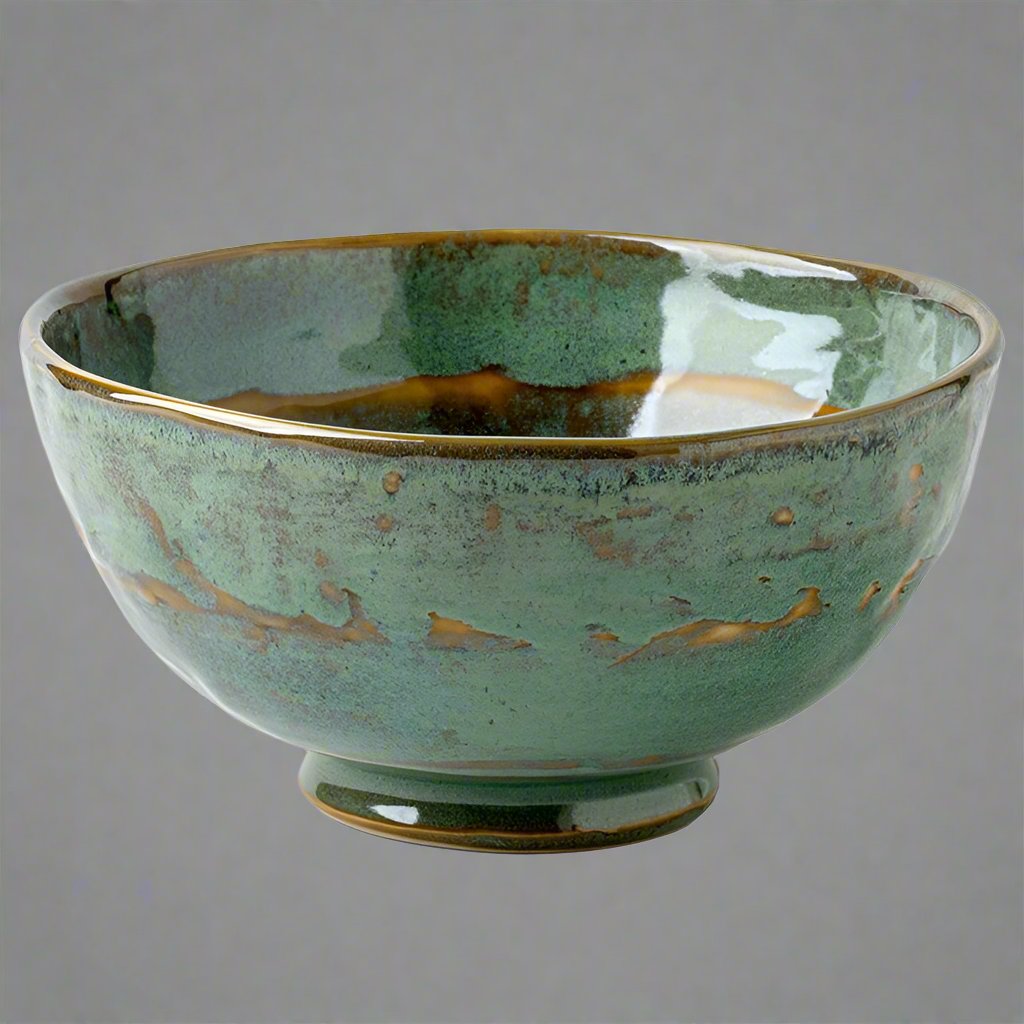 Green Glaze Kiln Ceramic Bowl