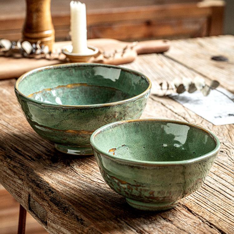 Green Glaze Kiln Ceramic Bowl