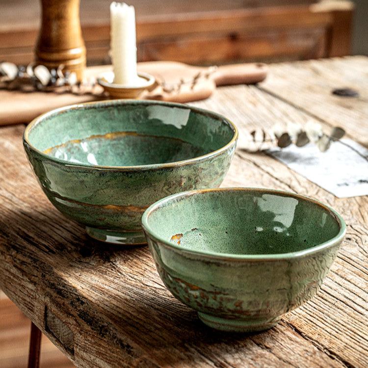 Green Glaze Kiln Ceramic Bowl