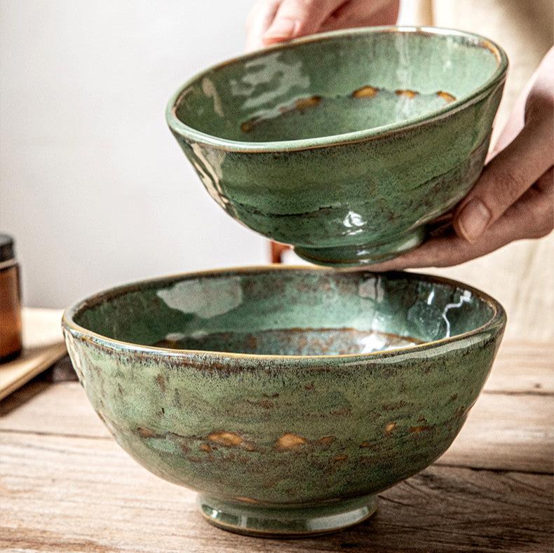 Green Glaze Kiln Ceramic Bowl