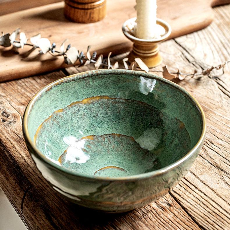 Green Glaze Kiln Ceramic Bowl