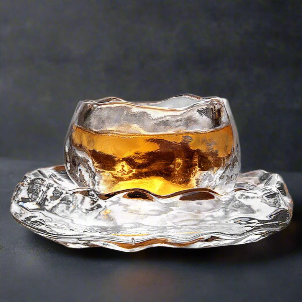 Handmade Glass Teacup and Saucer