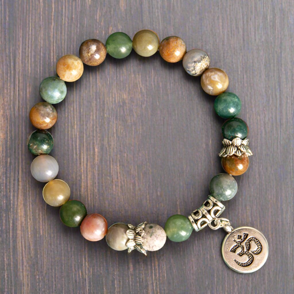 Indian Agate Beaded Bracelet for Men