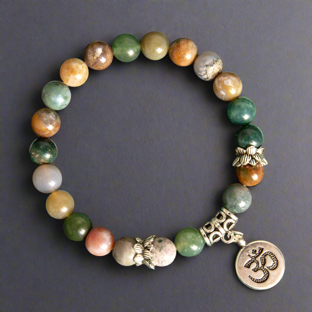 Indian Agate Beaded Bracelet for Men