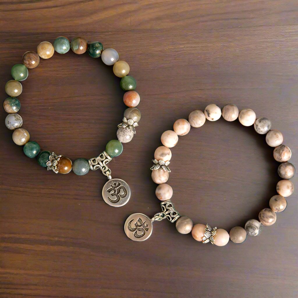 Indian Agate Beaded Bracelet for Men