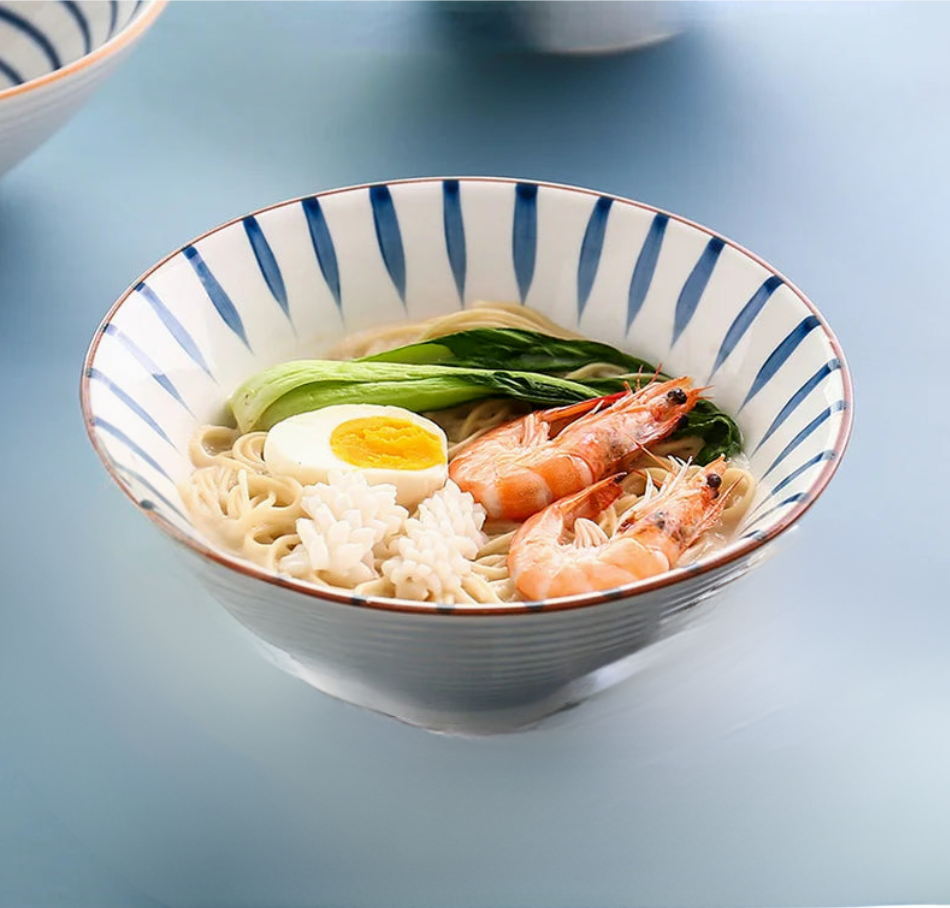 Japanese-Style Large Ramen Bowl, Ceramic Trumpet Bowl