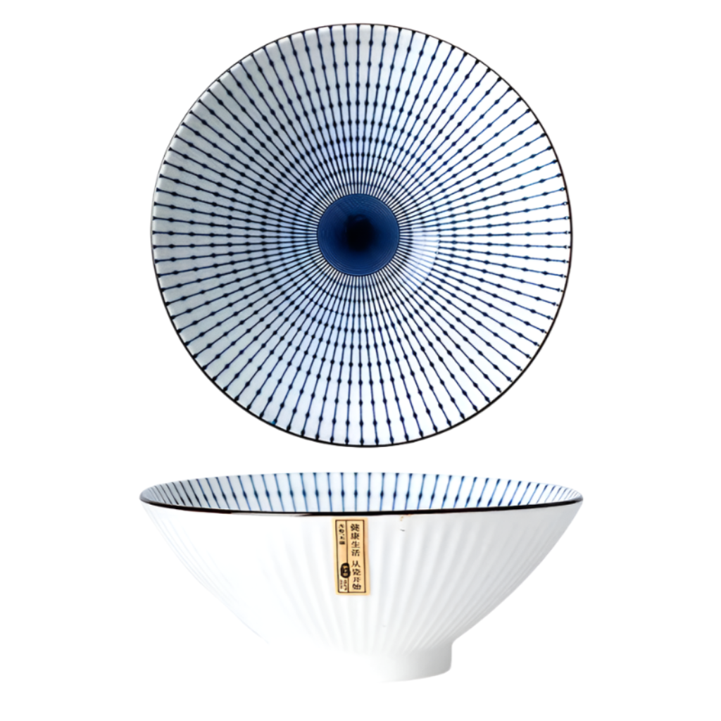 Japanese-Style Large Ramen Bowl, Ceramic Trumpet Bowl