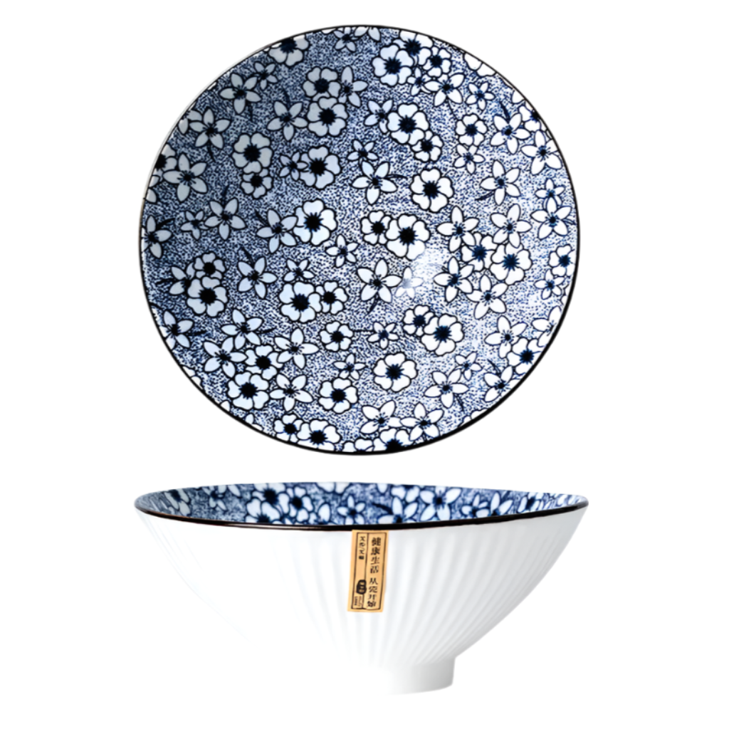 Japanese-Style Large Ramen Bowl, Ceramic Trumpet Bowl