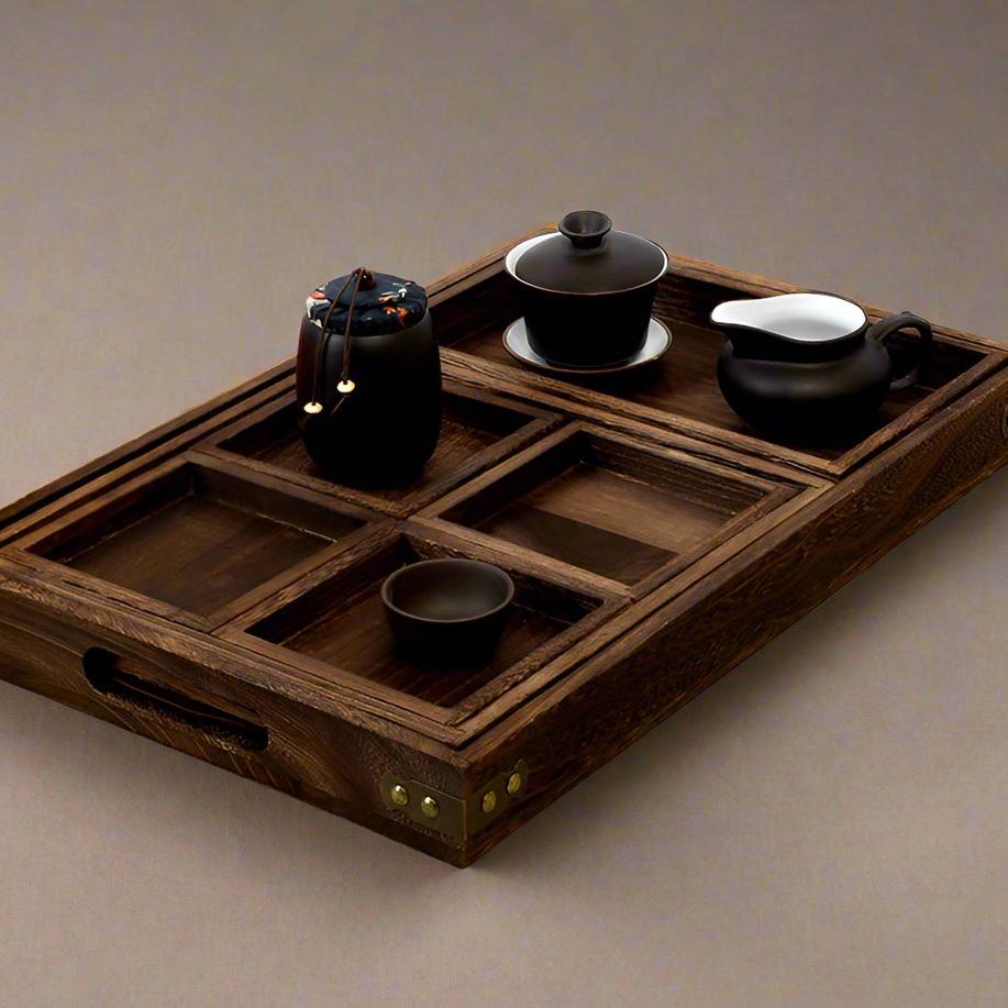 Japanese-Style Solid Wood Tea Tray