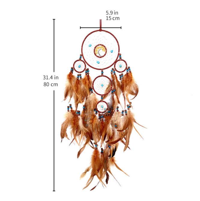 Native American Dreamcatcher - Natural Stones and Feathers - First Nations Folklore