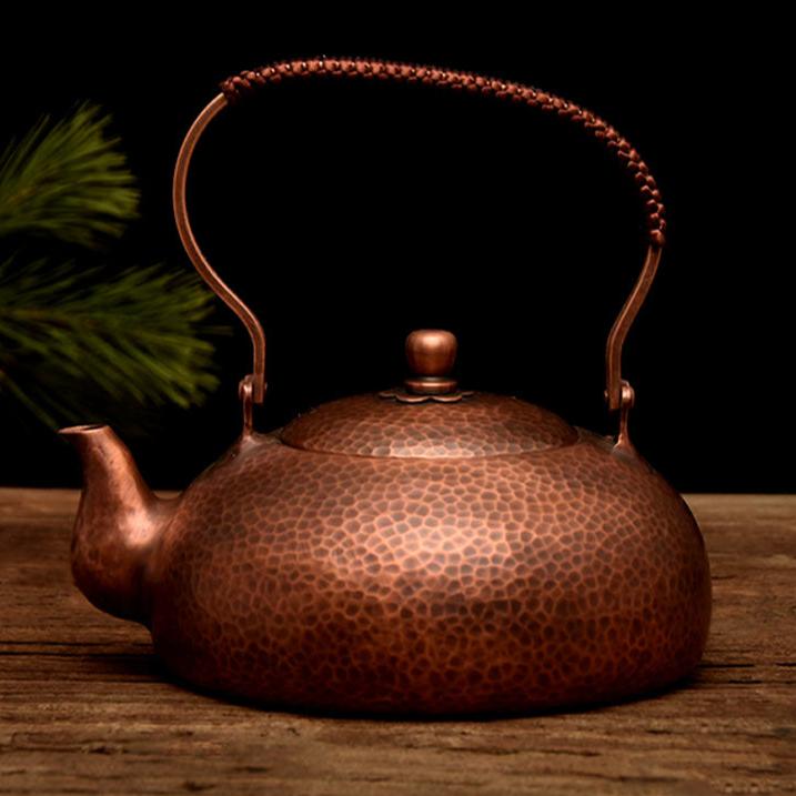 Pure Copper Kettle in Traditional Asian Design, Handmade