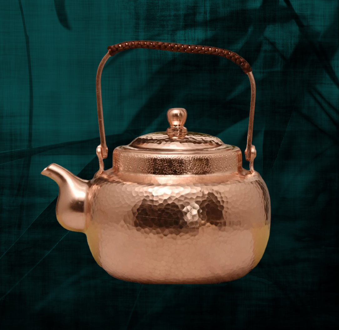 Pure Copper Kettle in Traditional Asian Design, Handmade