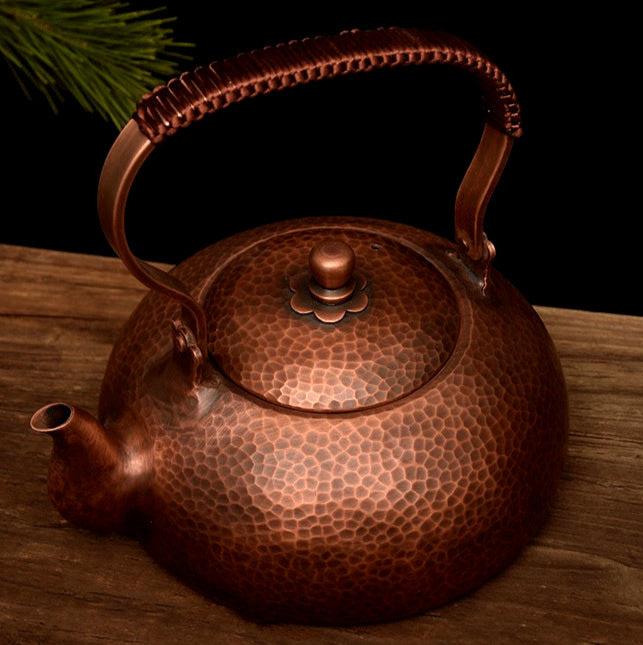 Pure Copper Kettle in Traditional Asian Design, Handmade