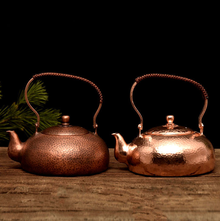 Pure Copper Kettle in Traditional Asian Design, Handmade