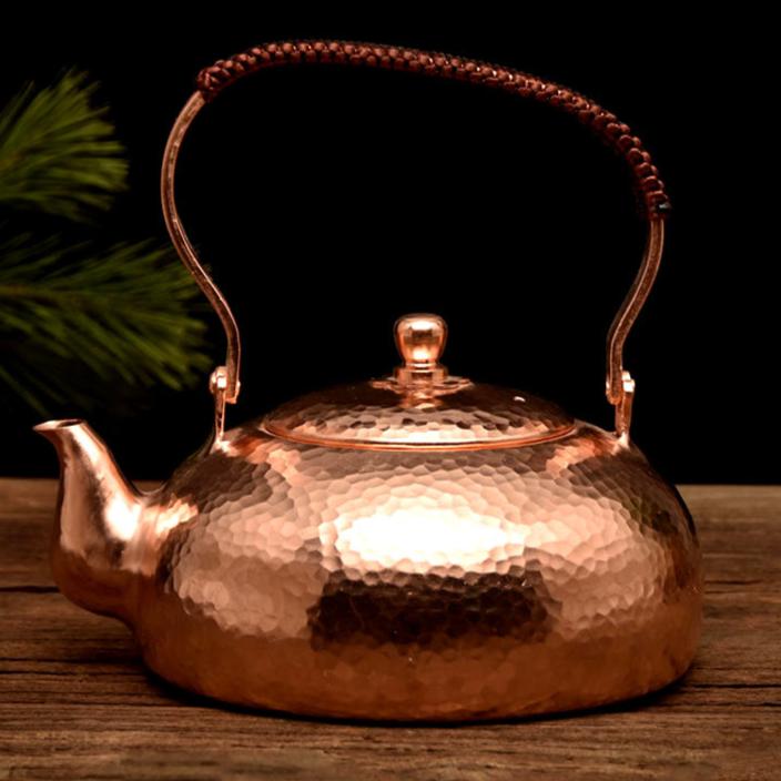 Pure Copper Kettle in Traditional Asian Design, Handmade