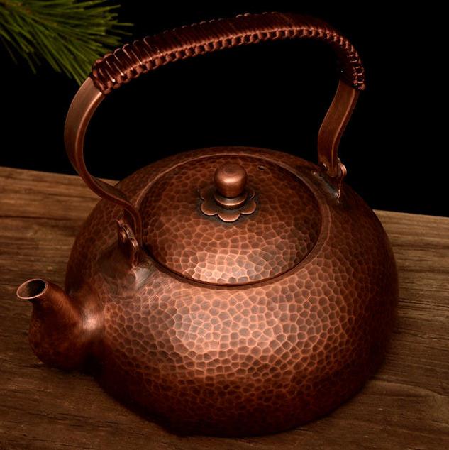 Pure Copper Kettle in Traditional Asian Design, Handmade