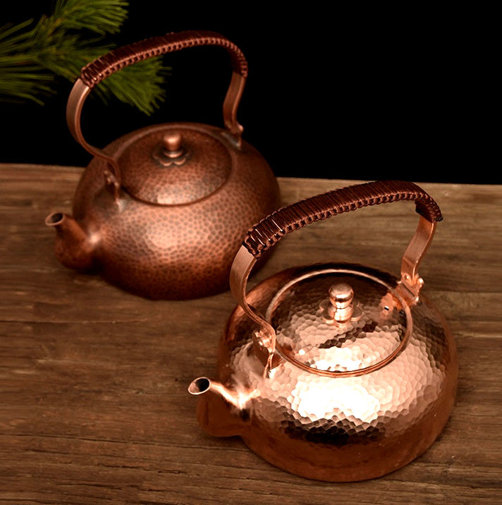 Pure Copper Kettle in Traditional Asian Design, Handmade