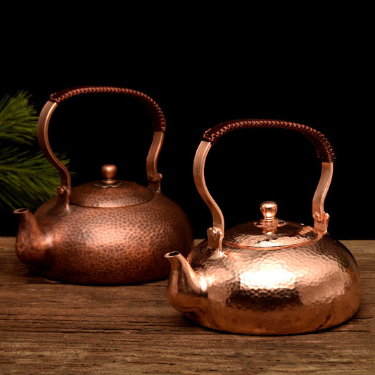 Pure Copper Kettle in Traditional Asian Design, Handmade