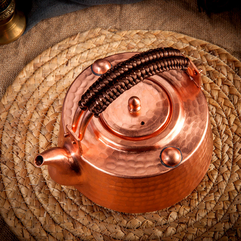 Thickened Copper Kettle with Braided Handle for 3 Cups Handmade