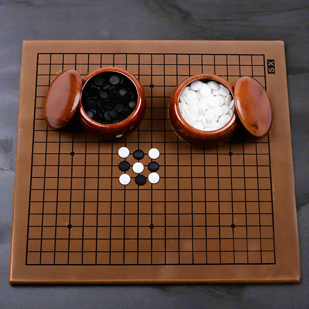 Weiqi - Igo - Go Set with Wooden Jars, Yunzi Stones and Wooden Carrying Case