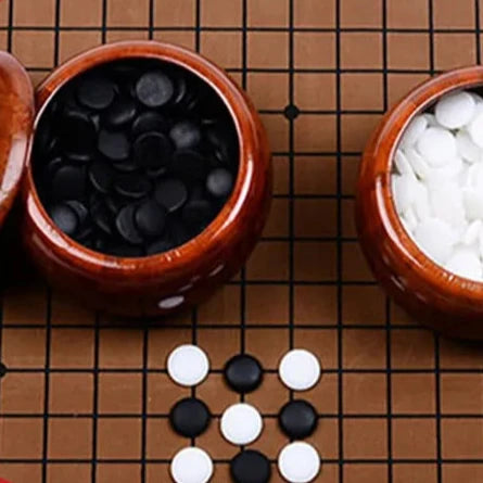 Weiqi - Igo - Go Set with Wooden Jars, Yunzi Stones and Wooden Carrying Case